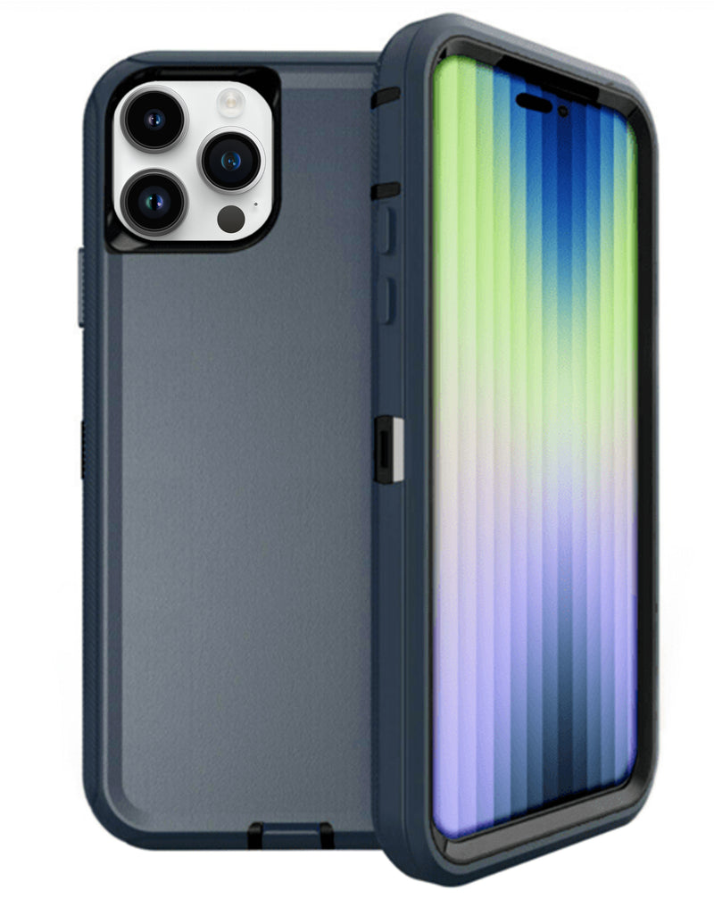 Encuentra el mejor Heavy Duty Case para iPhone 15 Pro Max en Guatemala en SlowBack, ¡protector resistente en colores azul oscuro y negro!