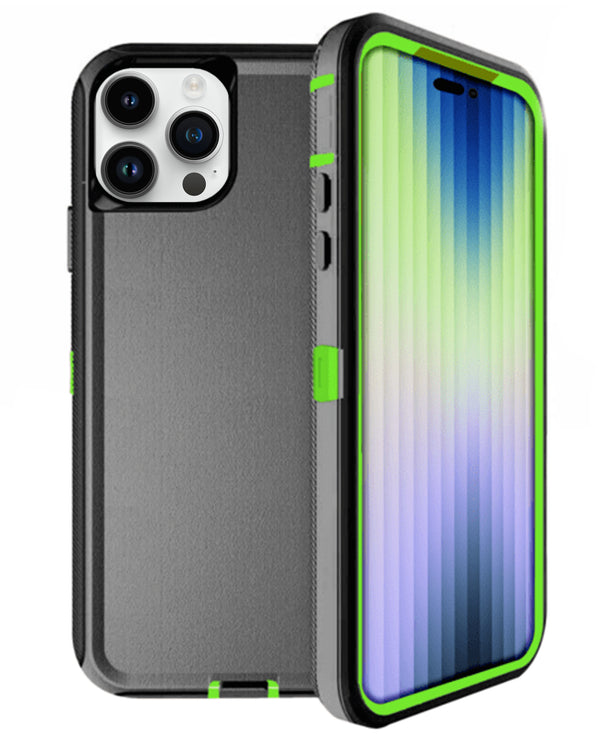 Protege tu iPhone 15 Pro Max con esta funda heavy duty en negro y verde en Guatemala.