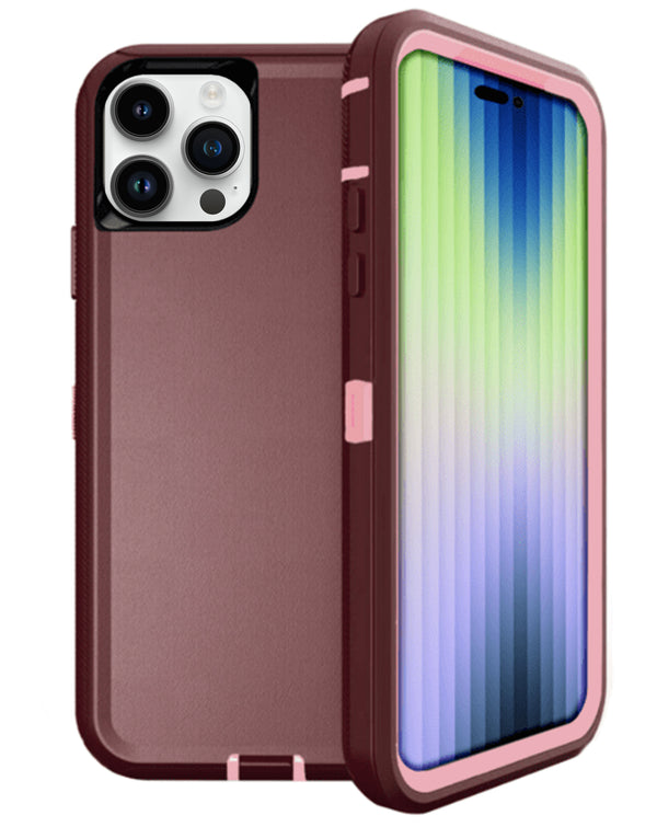 Encuentra el mejor estuche de alta resistencia para iPhone 15 Pro Max en Guatemala en colores MAROON & PINK.