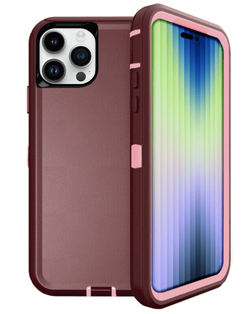 Encuentra el mejor estuche de alta resistencia para iPhone 15 Pro Max en Guatemala en colores MAROON & PINK.