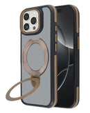 Venta de case transparente mate con soporte de carga inalámbrica para iPhone 15 Pro Max en Guatemala, accesorio ideal para proteger tu dispositivo y cargarlo de forma práctica.