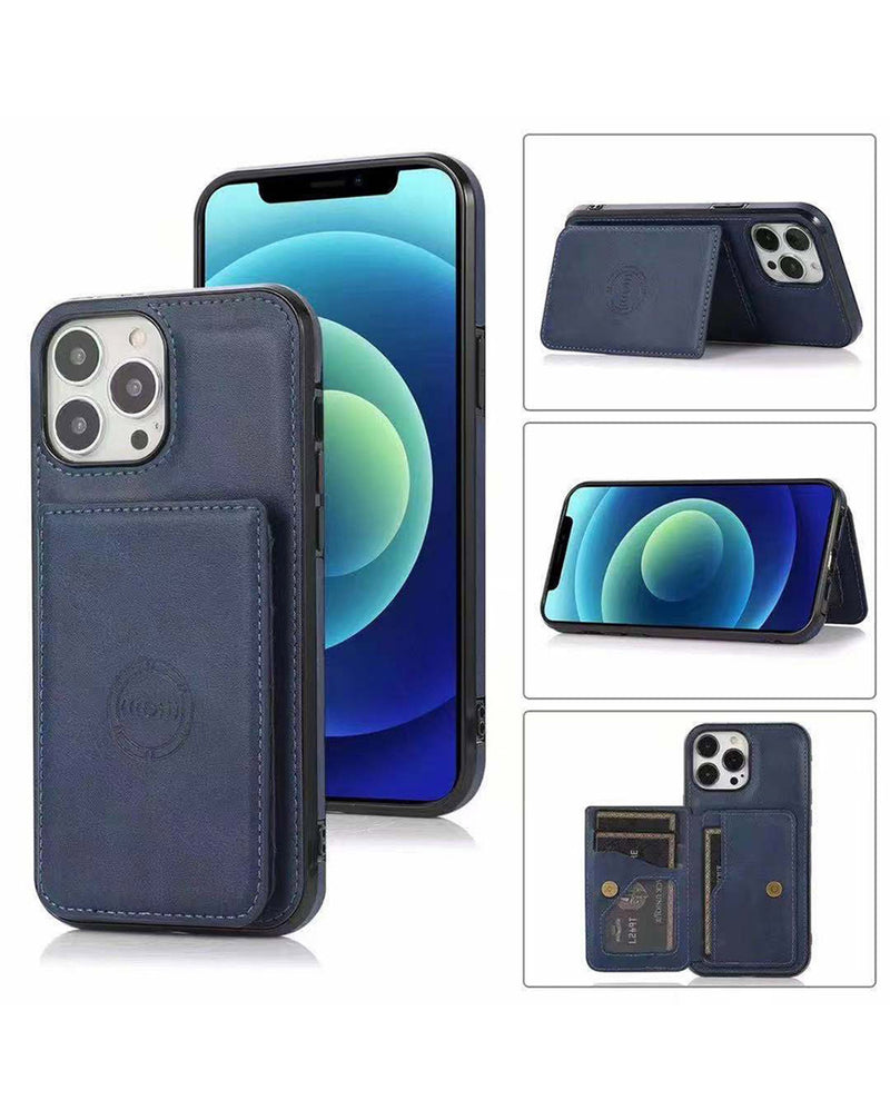 Encuentra la mejor funda de cuero billetera color azul para tu iPhone 15 Pro Max en Guatemala.