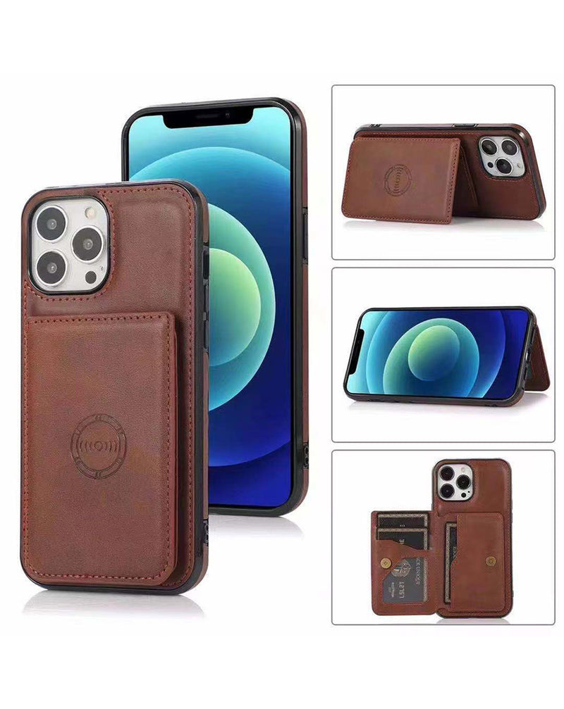 Encuentra la mejor funda de cuero wallet para iPhone 15 Pro Max en Guatemala con SlowBack, el mayorista de accesorios y protección para iPhone.