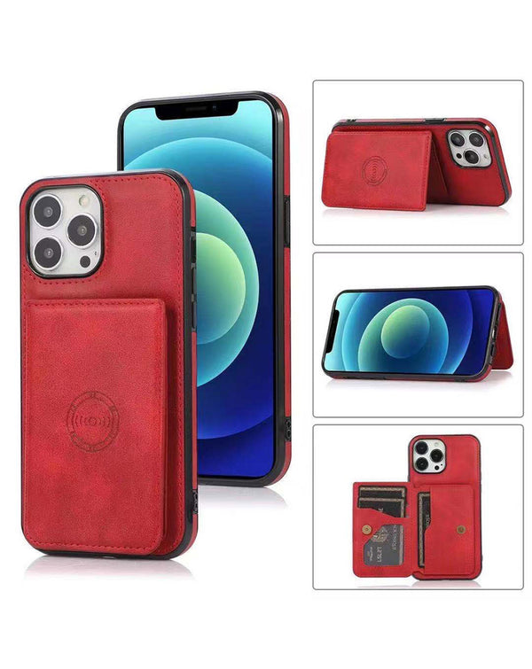 Encuentra la mejor funda cartera de cuero en Guatemala para tu iPhone 15 Pro Max en rojo en SlowBack.