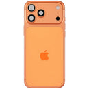 Tapa trasera Cosmic Orange de iPhone 17 Pro Max con puerto de carga y piezas pequeñas, usado OEM.