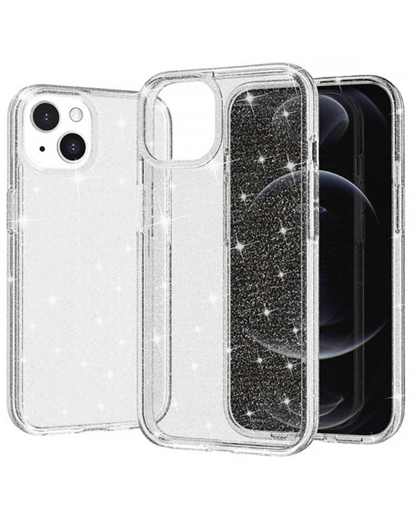 Protege tu iPhone 14 Plus / 15 Plus con estilo con la funda ultra glossy GLITTER CLEAR en Guatemala.