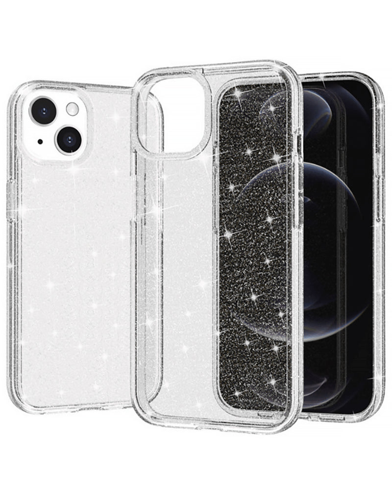 Protege tu iPhone 14 Plus / 15 Plus con estilo con la funda ultra glossy GLITTER CLEAR en Guatemala.