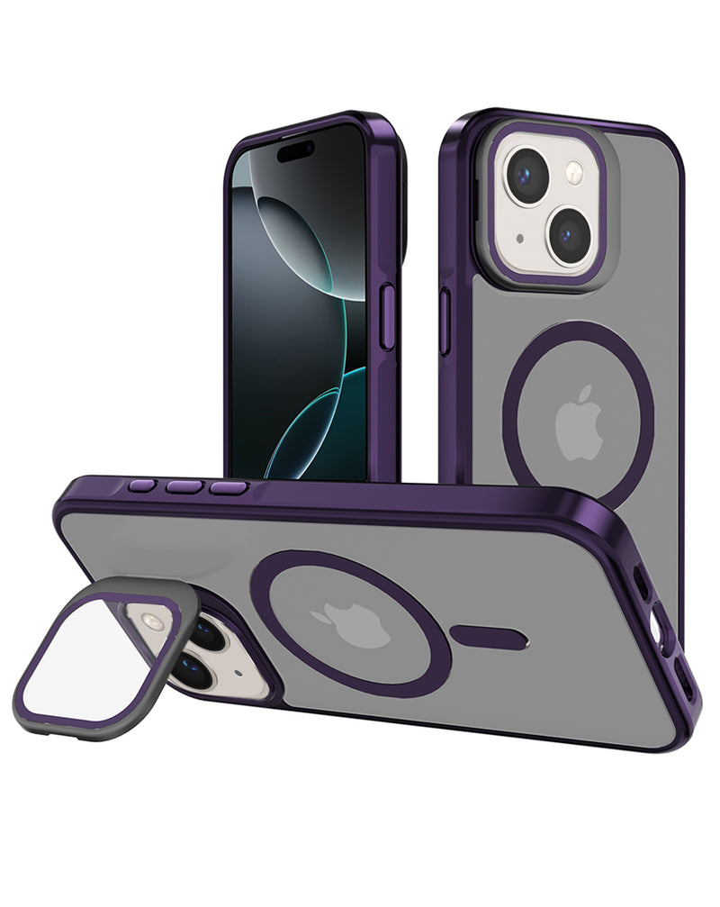 Compra el case transparente slim con soporte para cámara y carga inalámbrica en Guatemala para iPhone 14 Plus/15 Plus.