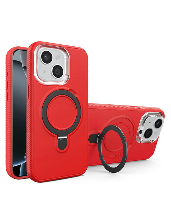 Funda heavy duty con carga inalambrica y atril iPhone 14 Plus / 15 Plus Rojo
