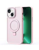 Encuentra la mejor funda de carga inalámbrica de carbono para iPhone 14 Plus/15 Plus en Guatemala con soporte de anillo en tono rosa en SlowBack, mayorista de accesorios para dispositivos Apple.