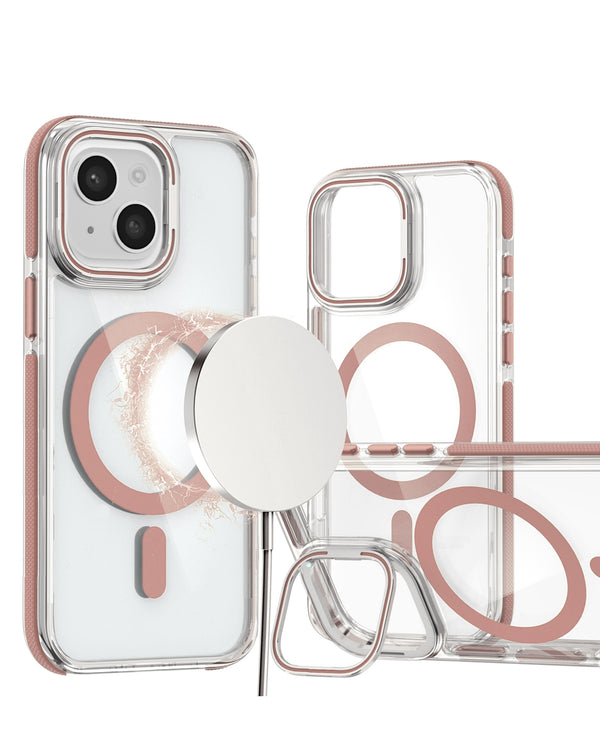 Protege tu iPhone 14 Plus / 15 Plus con una funda magnética transparente con soporte de cámara en Guatemala.