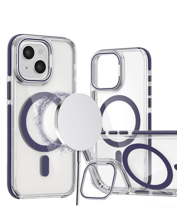 Protege tu iPhone 14 Plus / 15 Plus con una funda magnética transparente con soporte de cámara en Guatemala.