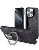 Funda de cuero delgada con soporte y carga inalámbrica para iPhone 15 Pro en Guatemala.