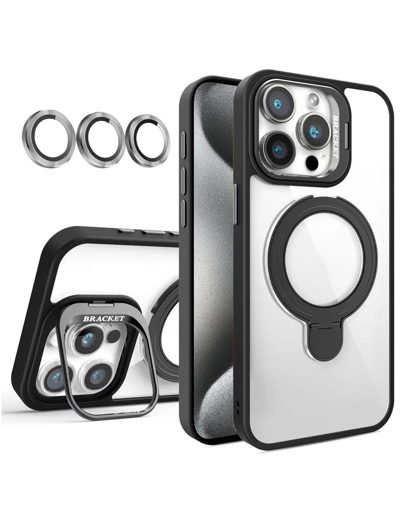 Protege tu iPhone 15 Pro con una funda magnética transparente con soportes y lente de cámara en Guatemala.