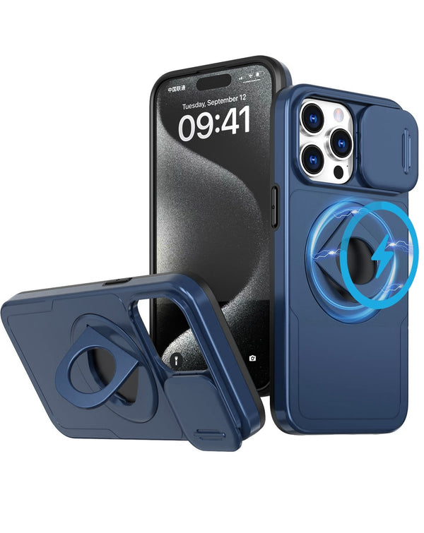 Encuentra la mejor funda con soporte de anillo y cubierta deslizante para lente de cámara iPhone 15 Pro en Guatemala.