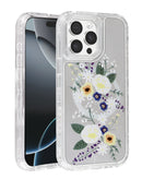 Funda transparente con diseño de flores y cargador inalámbrico para iPhone 15 Pro en Guatemala.