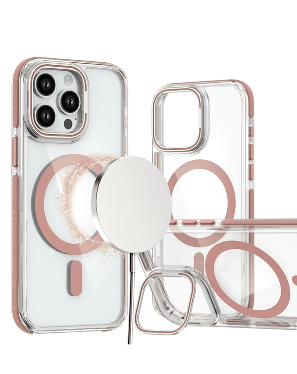 Encuentra la mejor funda magnética transparente y delgada con soporte de cámara para iPhone 15 Pro en Guatemala.