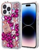 Encuentra la funda dura de silicona Crystal Flower Perfume en color rosa para tu iPhone 15 Pro en Guatemala.