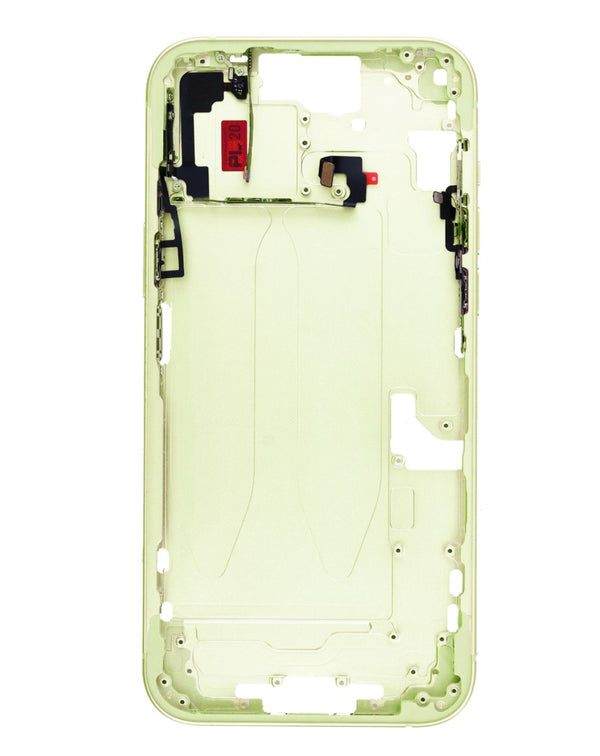 Compra el marco central con piezas pequeñas para iPhone 15 Plus (Green) en Guatemala, ideal para reparaciones en talleres y mayoristas.