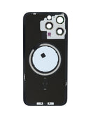 Encuentra la tapa trasera con marco y imán MagSafe para iPhone 15 Pro Max en Guatemala, en color negro titanium y sin logo.