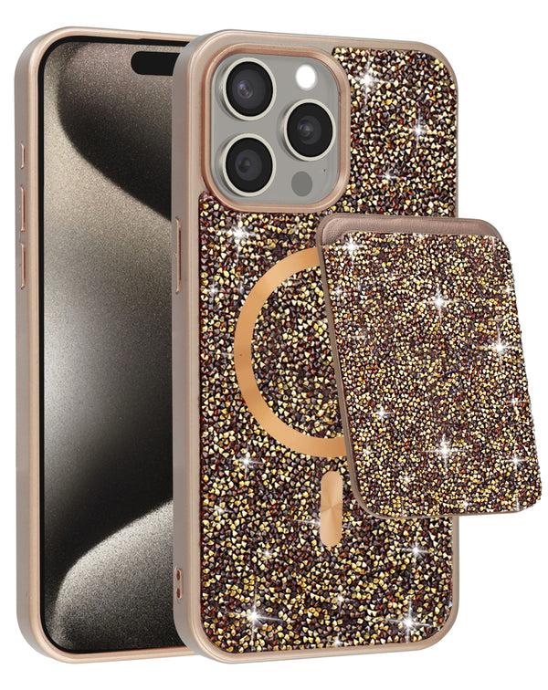 Compra la funda protectora magnética Diamond de doble capa con ranura para tarjeta para iPhone 15 Pro Max en Guatemala.