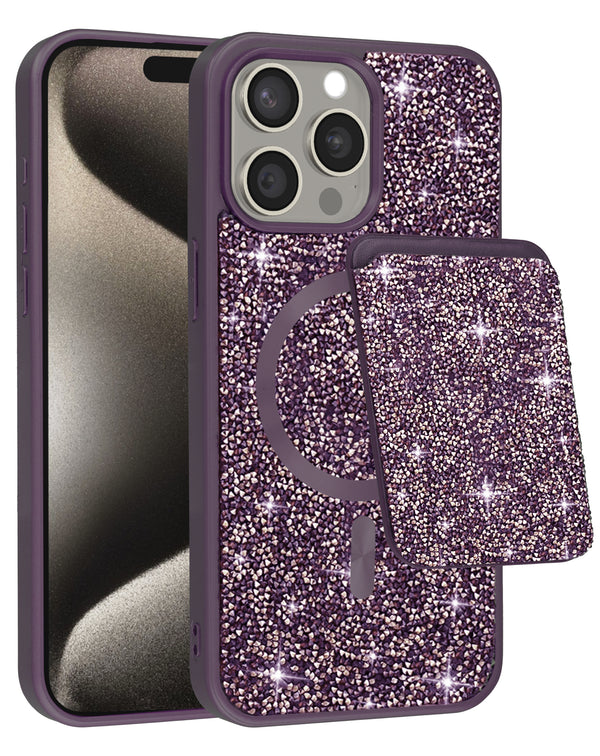 Encuentra la funda Diamond de doble capa magnética en color morado para iPhone 15 Pro Max en Guatemala.
