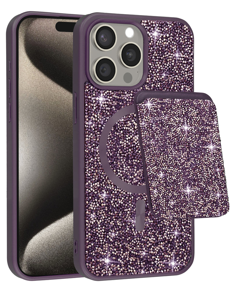Encuentra la funda Diamond de doble capa magnética en color morado para iPhone 15 Pro Max en Guatemala.