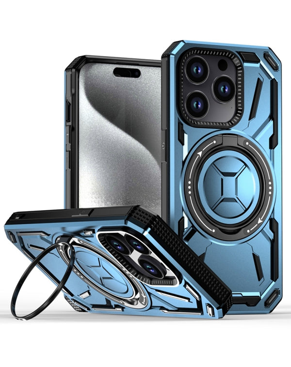 Protege tu iPhone 15 Pro Max con esta funda rugged shockproof color azul con aro incorporado en Guatemala.