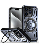 Encuentra la funda rugged antimpacto para iPhone 15 Pro Max en Guatemala con soporte de anillo incorporado en color morado.