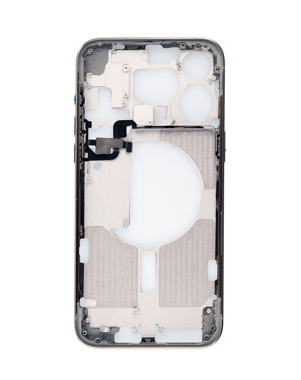 Marco intermedio con piezas pequeñas para iPhone 15 Pro Max en Guatemala, ideal para reparaciones en talleres y mayoristas de accesorios para celulares.