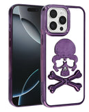 Encuentra la mejor carcasa transparente con diseño skull morado para iPhone 15 Pro Max en Guatemala.