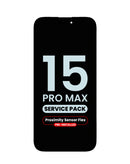 Encuentra la pantalla original OLED con sensor de proximidad y cable flex para iPhone 15 Pro Max en Guatemala.