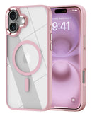 Protege tu iPhone 16 con estilo con esta funda transparente magnética brillante en color PINK en Guatemala.