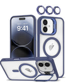 Funda de silicona y soporte de camara con lente Transpalet iPhone 16 - DARK BLUE