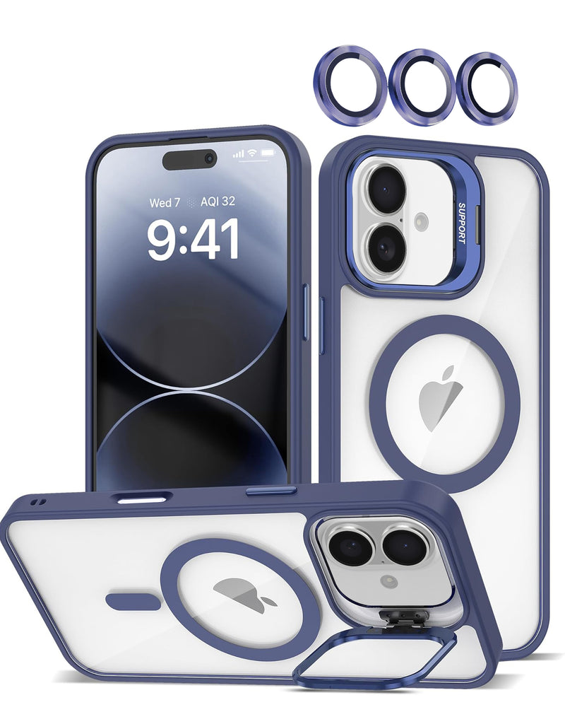 Funda de silicona y soporte de camara con lente Transpalet iPhone 16 - DARK BLUE