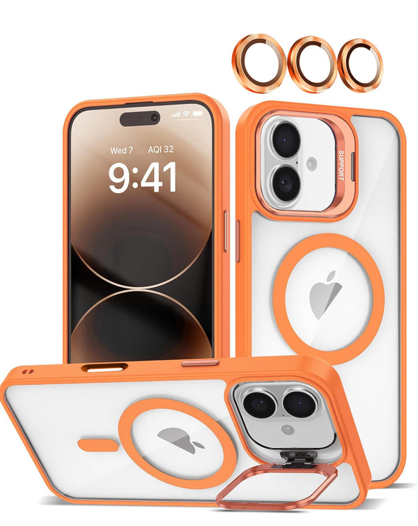 Encuentra el estuche de silicona Transpalet naranja para iPhone 16 en Guatemala en nuestro catálogo de accesorios.