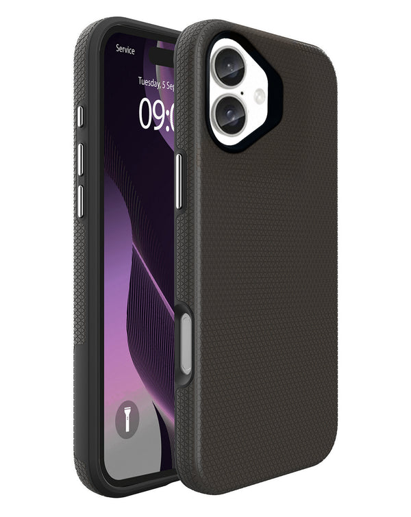 Encuentra la mejor funda protectora de doble capa con absorción de choque para iPhone 16 en Guatemala.