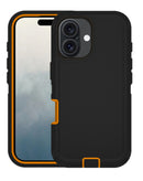Encuentra el mejor estuche heavy duty para iPhone 16 en Guatemala en colores negro y naranja.
