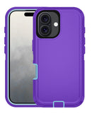 Encuentra la mejor funda heavy duty para iPhone 16 en Guatemala con colores morado y turquesa de la marca SlowBack.
