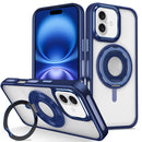 Compra el Skin Feel Transparent Case con soporte anillo de silicone DARK BLUE para iPhone 16 en Guatemala, disponible en SlowBack para proteger tu dispositivo con estilo.