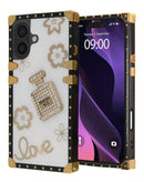 Compra la tapa trasera espejo acrílico resistente a rayones de lujo WHITE LOVE para iPhone 16 en Guatemala.
