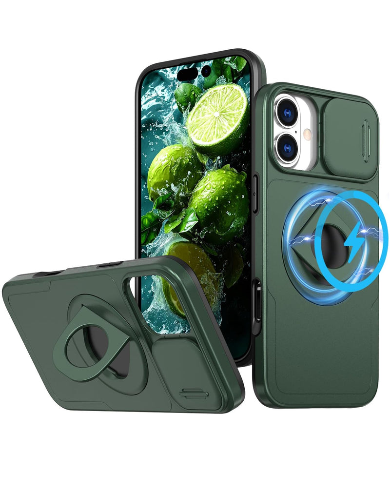 Funda con soporte de anillo y cubre lente de cámara deslizable para iPhone 16 en Guatemala.