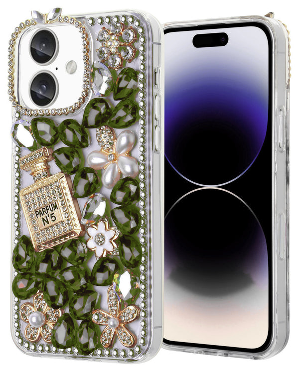 Consigue la tapa trasera de silicona rígida Crystal Flower para iPhone 16 en Guatemala con SlowBack.
