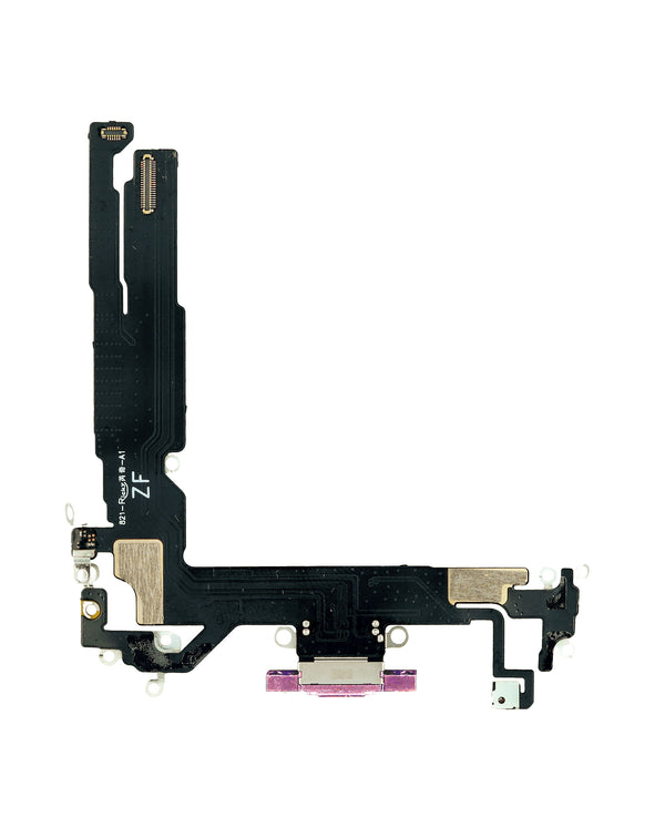 Venta de puerto de carga con cable flex Aftermarket para iPhone 16 en Guatemala, disponible en color rosa.