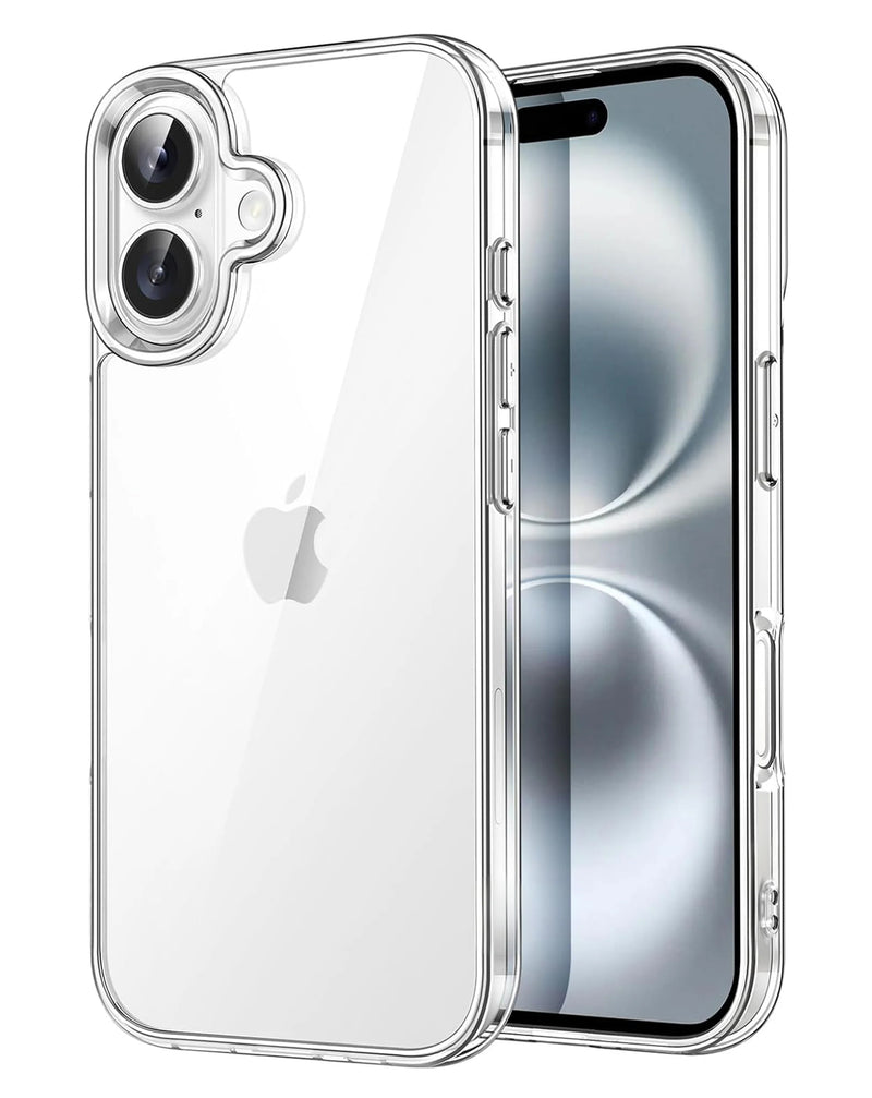 Protege tu iPhone 16 con la funda protectora ultra glossy ALL CLEAR en Guatemala con SlowBack, mayorista de accesorios y reparaciones para iPhone.