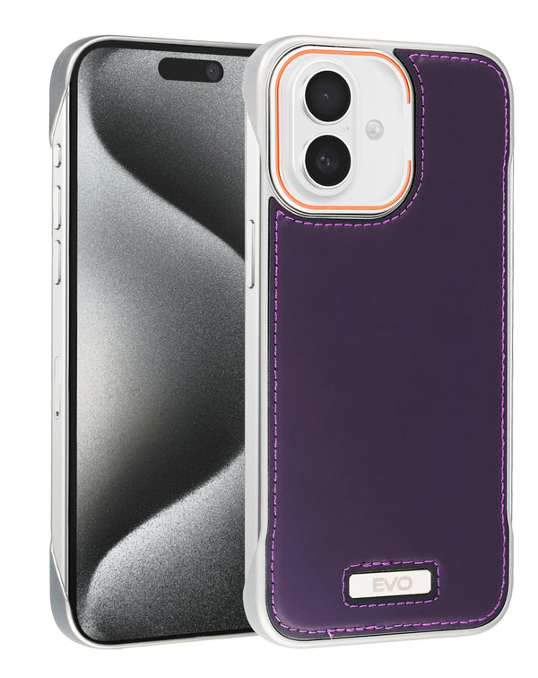Encuentra la funda EVO Leather Slim iPhone 16 color PURPLE en Guatemala para proteger tu dispositivo con estilo.