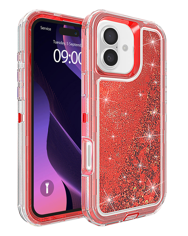 Protege tu iPhone 16 con estilo con esta funda protectora bumper glitter líquido, disponible en Guatemala.