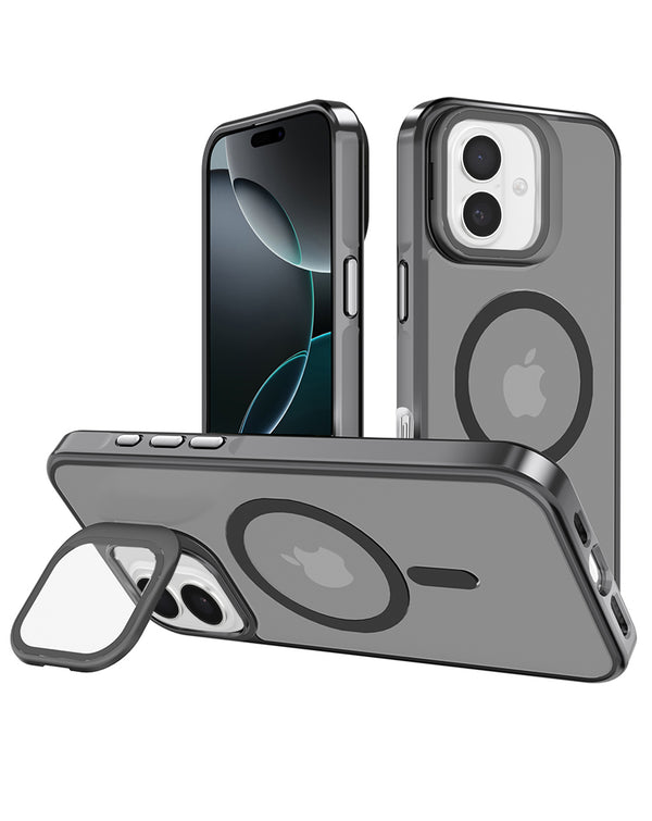Encuentra la funda slim transparente con soporte de cámara con carga inalámbrica para iPhone 16 en Guatemala.