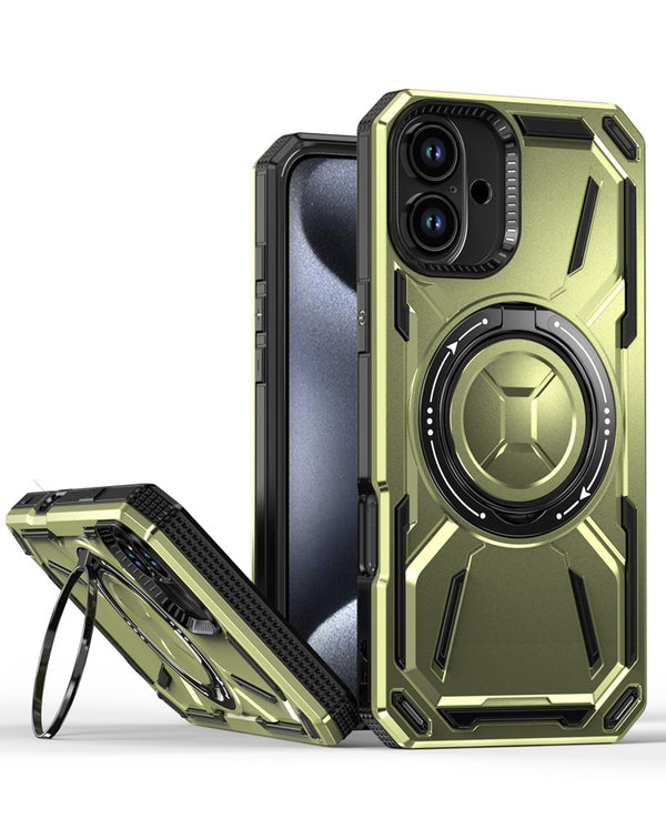 Encuentra la mejor funda resistente y antichoque para iPhone 16 en Guatemala en SlowBack, mayorista de accesorios con portador de aro incorporado en color verde.