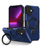 Encuentra la mejor funda rígida antichoque para iPhone 16 en Guatemala con ring holder y color azul en SlowBack, mayorista de accesorios.